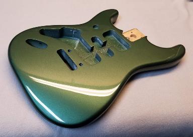 Highland Green Metallic Guitar Refinishing Service