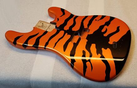 Orange Crush Pearl Tiger Stripes Finish Warmoth Bass