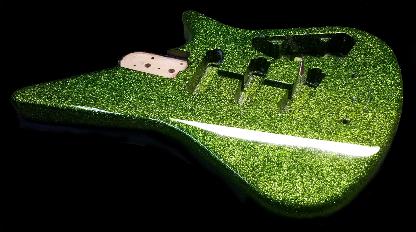 Lime Metal Flake Guitar Finishing